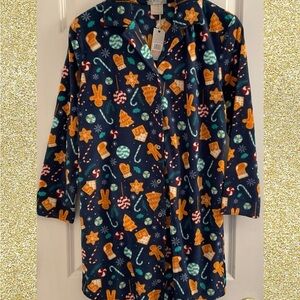Ink + Ivy Christmas Cookies Fleece Sleepshirt Nightgown - NWT - Medium